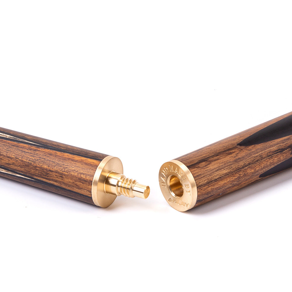Riley ROS7 - Ronnie O'Sullivan 3 Piece Snooker Cue - 3/4 Cut - Layered Ebonised Black Wood Butt - 9.5mm Tip - 145cm - Black/ Natural Teak Wood