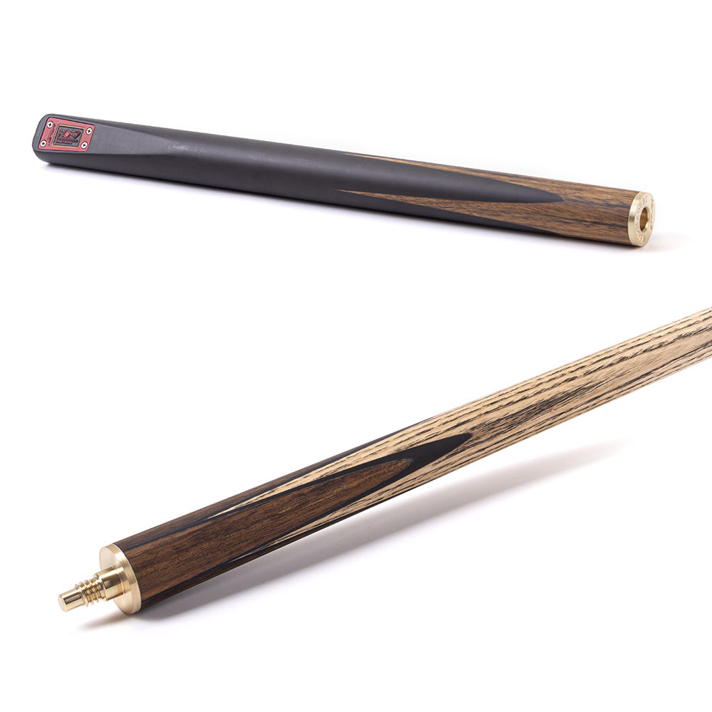 Riley ROS7 - Ronnie O'Sullivan 3 Piece Snooker Cue - 3/4 Cut - Layered Ebonised Black Wood Butt - 9.5mm Tip - 145cm - Black/ Natural Teak Wood
