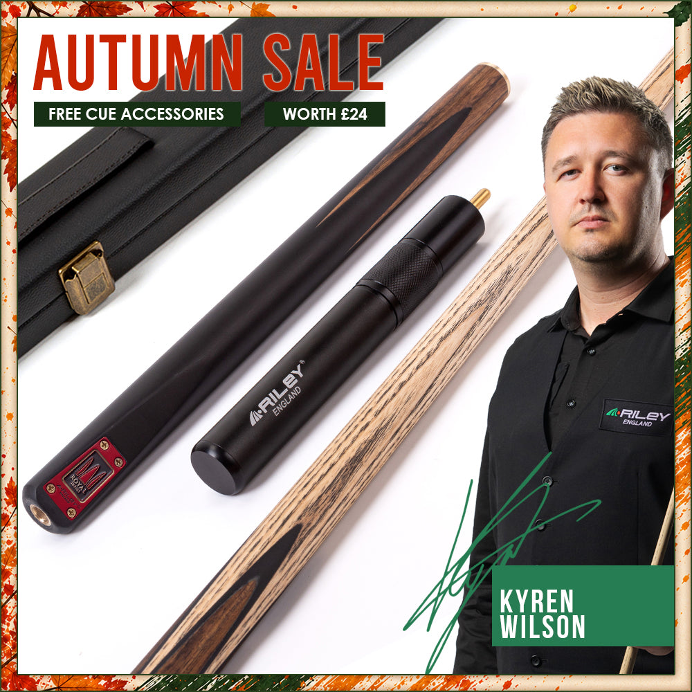 Riley Royal Series - 2 - 3 Piece Snooker Cue - 3/4 Cut - Layered Ebonised Black Wood Butt - 9.5mm Tip - 145cm - Black/Natural Teak Wood