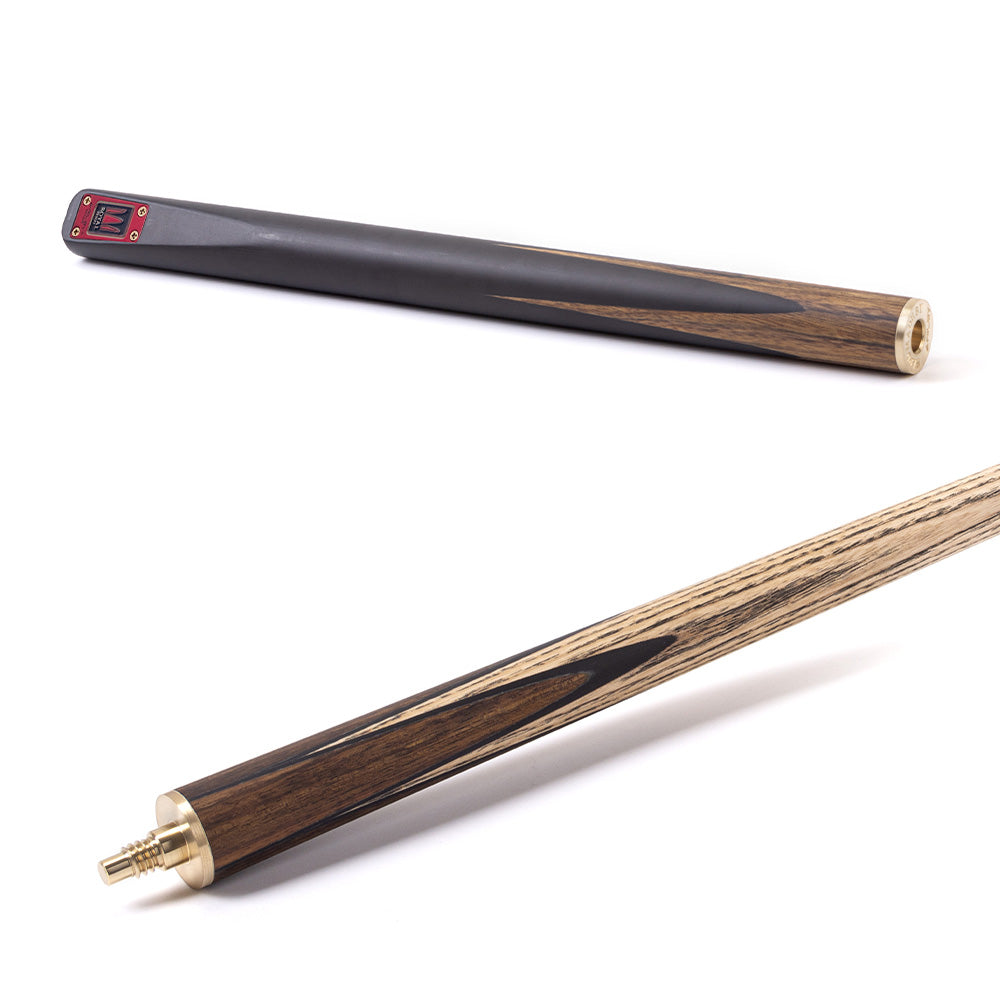 Riley Royal Series - 2 - 3 Piece Snooker Cue - 3/4 Cut - Layered Ebonised Black Wood Butt - 9.5mm Tip - 145cm - Black/Natural Teak Wood