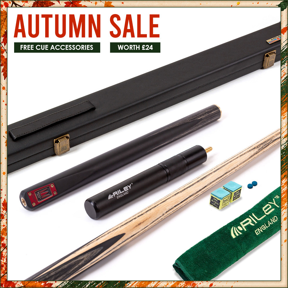 Riley Royal Series - 3 - 3 Piece Snooker Cue - 3/4 Cut - Layered Ebonised Black Wood Butt - 9.5mm Tip - 145cm - Black/ Grey/ Natural