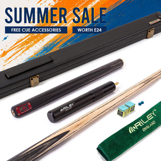 Riley Royal Series - 3 - 3 Piece Snooker Cue - 3/4 Cut - Layered Ebonised Black Wood Butt - 9.5mm Tip - 145cm - Black/ Grey/ Natural