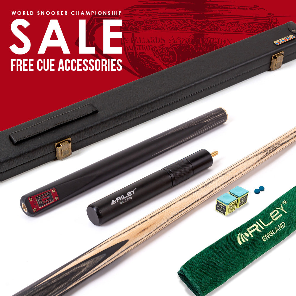 Riley Royal Series - 3 - 3 Piece Snooker Cue - 3/4 Cut - Layered Ebonised Black Wood Butt - 9.5mm Tip - 145cm - Black/ Grey/ Natural