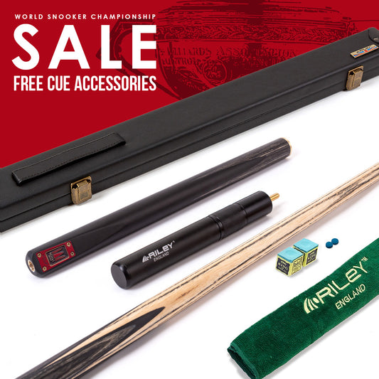 Riley Royal Series - 3 - 3 Piece Snooker Cue - 3/4 Cut - Layered Ebonised Black Wood Butt - 9.5mm Tip - 145cm - Black/ Grey/ Natural