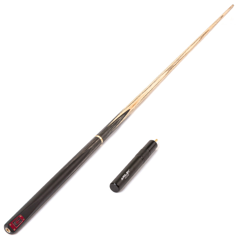 Riley Royal Series - 3 - 3 Piece Snooker Cue - 3/4 Cut - Layered Ebonised Black Wood Butt - 9.5mm Tip - 145cm - Black/ Grey/ Natural