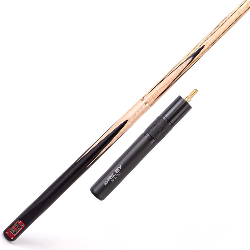 Riley Royal Series - 1 - 3 Piece Snooker Cue - 3/4 Cut - Layered Ebonised Black Wood Butt - 9.5mm Tip - 145cm - Black/ Natural Birds Eye Maple Wood