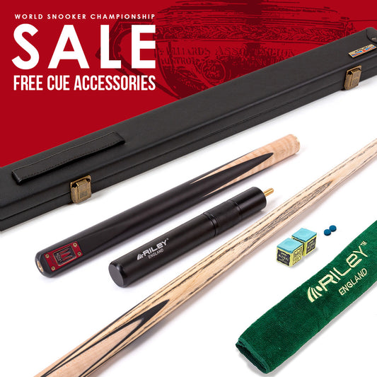 Riley Royal Series - 1 - 3 Piece Snooker Cue - 3/4 Cut - Layered Ebonised Black Wood Butt - 9.5mm Tip - 145cm - Black/ Natural Birds Eye Maple Wood