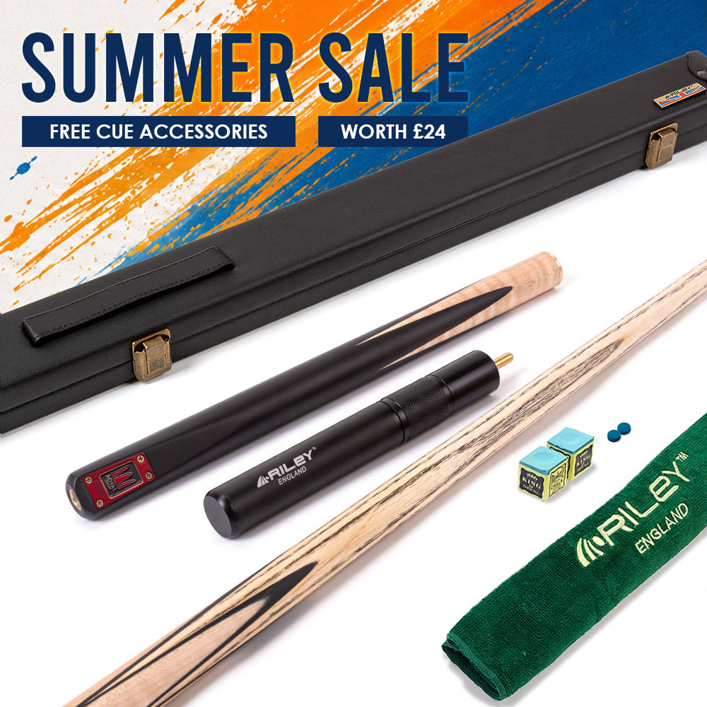 Riley Royal Series - 1 - 3 Piece Snooker Cue - 3/4 Cut - Layered Ebonised Black Wood Butt - 9.5mm Tip - 145cm - Black/ Natural Birds Eye Maple Wood