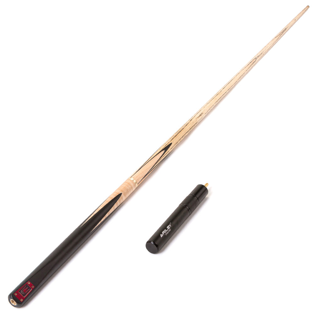 Riley Royal Series - 1 - 3 Piece Snooker Cue - 3/4 Cut - Layered Ebonised Black Wood Butt - 9.5mm Tip - 145cm - Black/ Natural Birds Eye Maple Wood