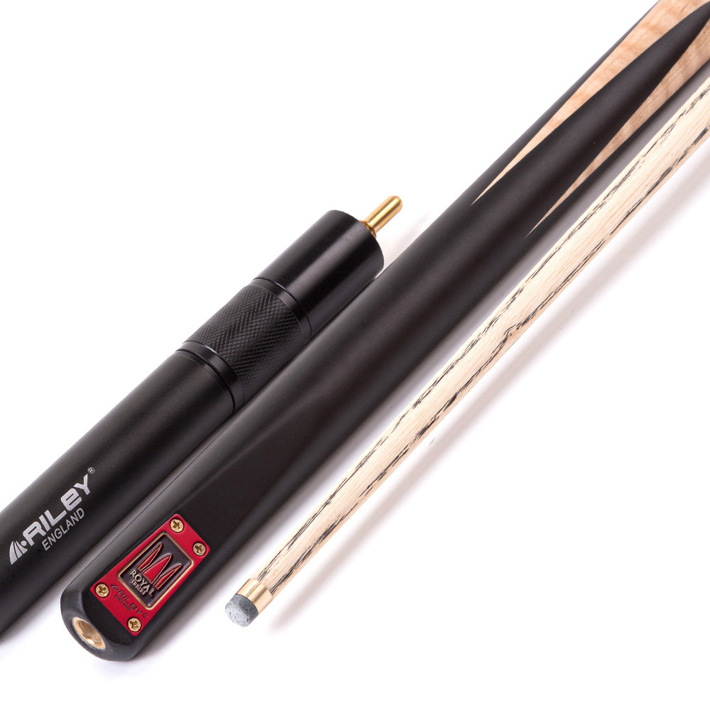 Riley Royal Series - 1 - 3 Piece Snooker Cue - 3/4 Cut - Layered Ebonised Black Wood Butt - 9.5mm Tip - 145cm - Black/ Natural Birds Eye Maple Wood