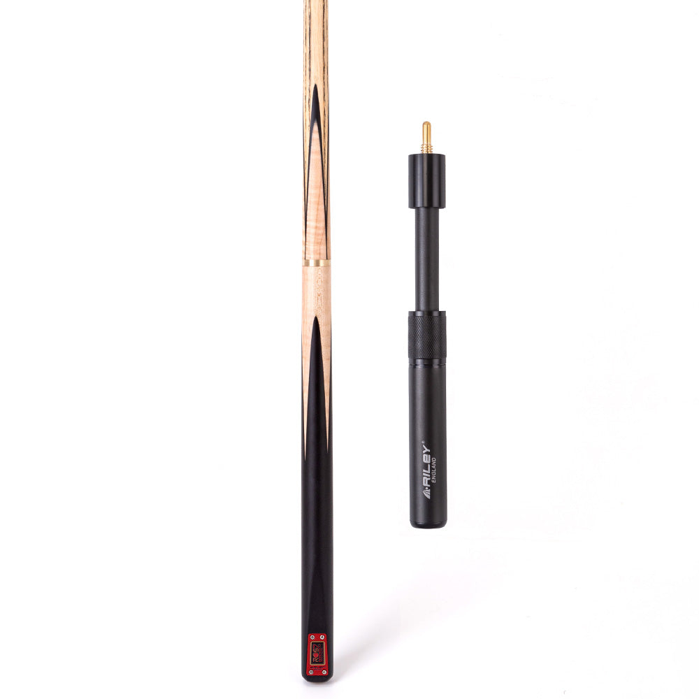 Riley Royal Series - 1 - 3 Piece Snooker Cue - 3/4 Cut - Layered Ebonised Black Wood Butt - 9.5mm Tip - 145cm - Black/ Natural Birds Eye Maple Wood