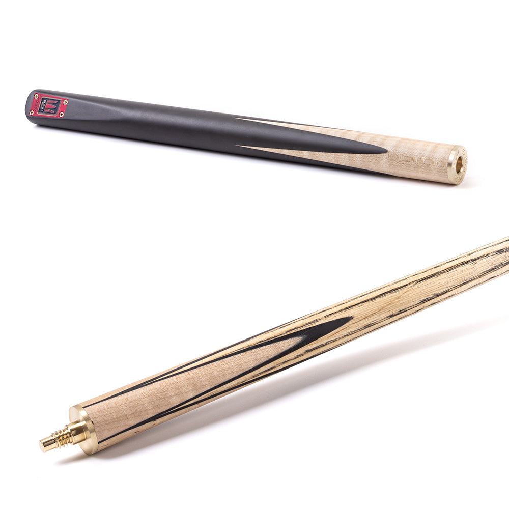 Riley Royal Series - 1 - 3 Piece Snooker Cue - 3/4 Cut - Layered Ebonised Black Wood Butt - 9.5mm Tip - 145cm - Black/ Natural Birds Eye Maple Wood