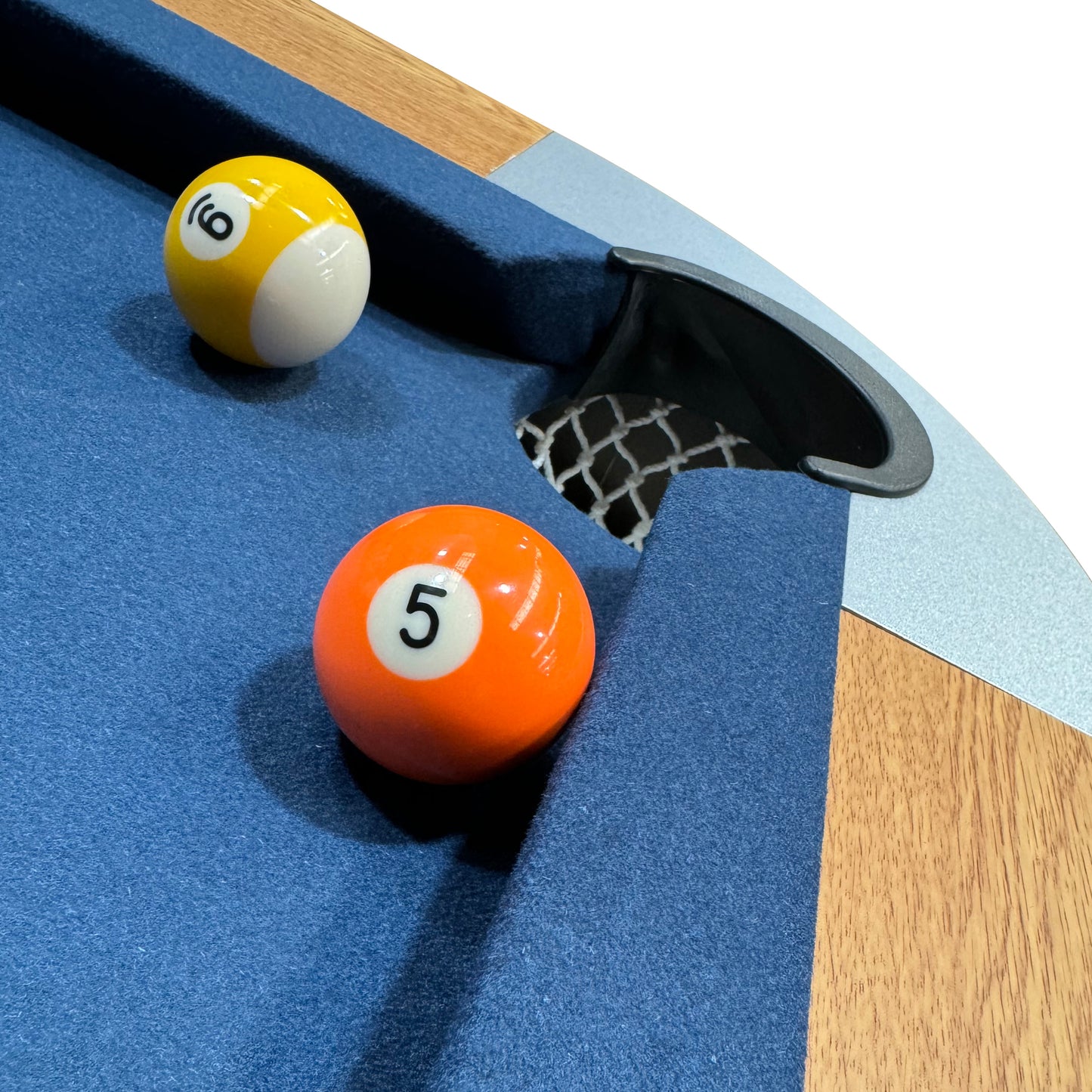 Riley 6ft 6In Supersize Folding Pool Table - Beech Finish with Blue Cloth - Folds Vertically - Free Table Tennis Top