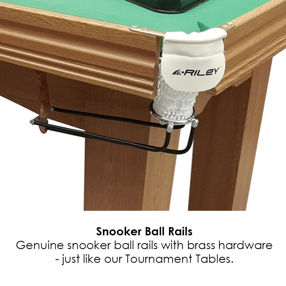 Riley 6ft Traditional Snooker and Pool Table - Oak Finish - Green Cloth - Fixed Leg - Free Table Top