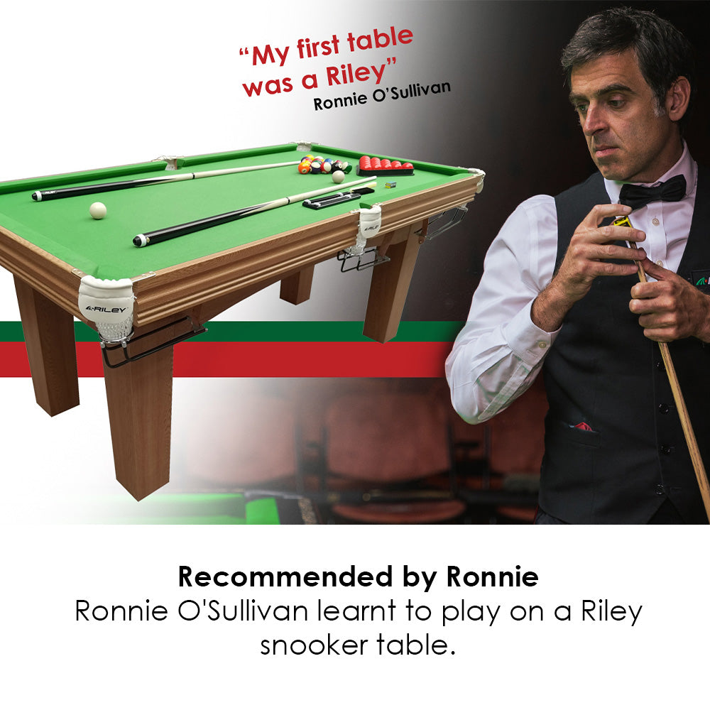 Riley 6ft Traditional Snooker and Pool Table - Oak Finish - Green Cloth - Fixed Leg - Free Table Top