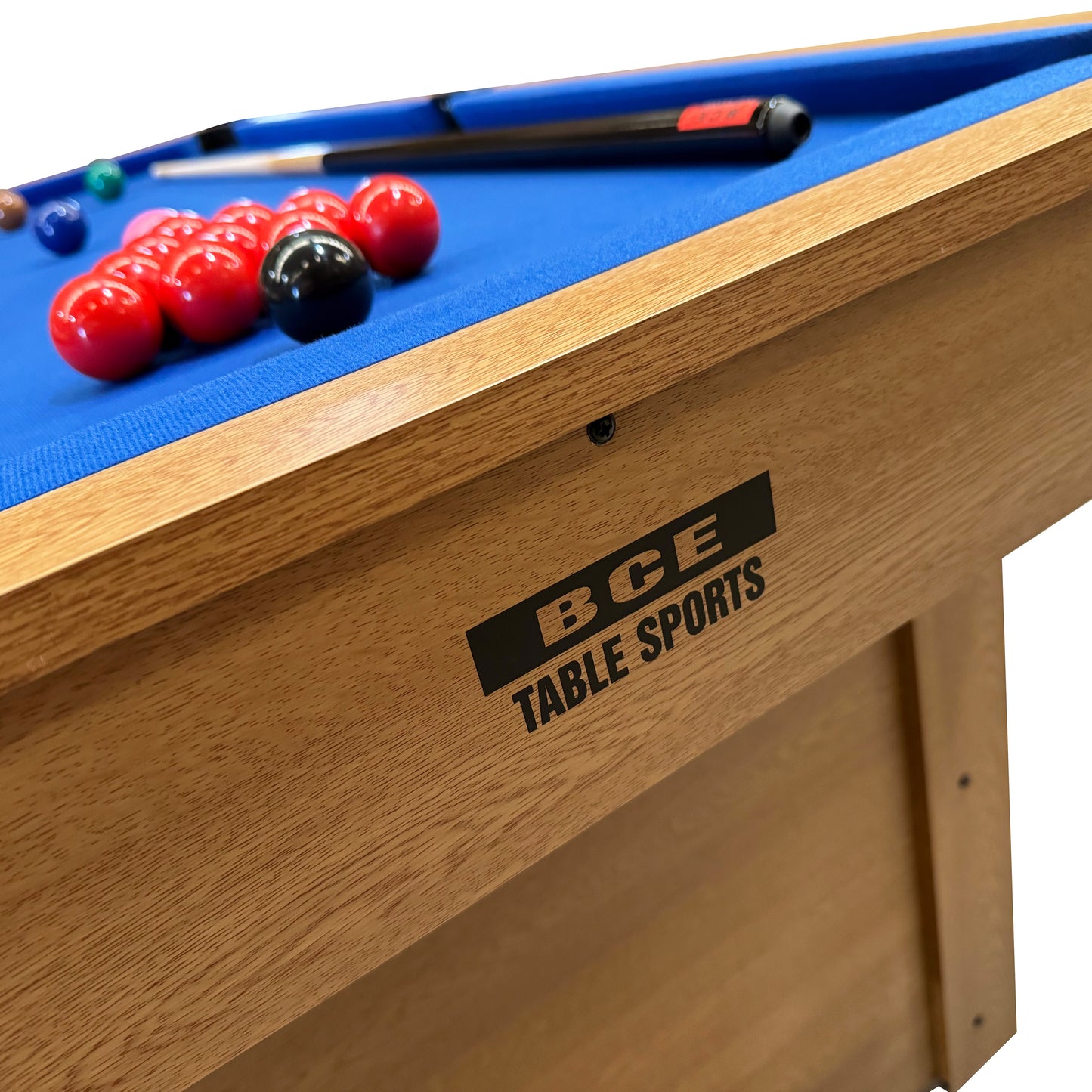 BCE 5ft Snooker/Pool Table - Oak Effect with Blue Cloth - Fixed Leg