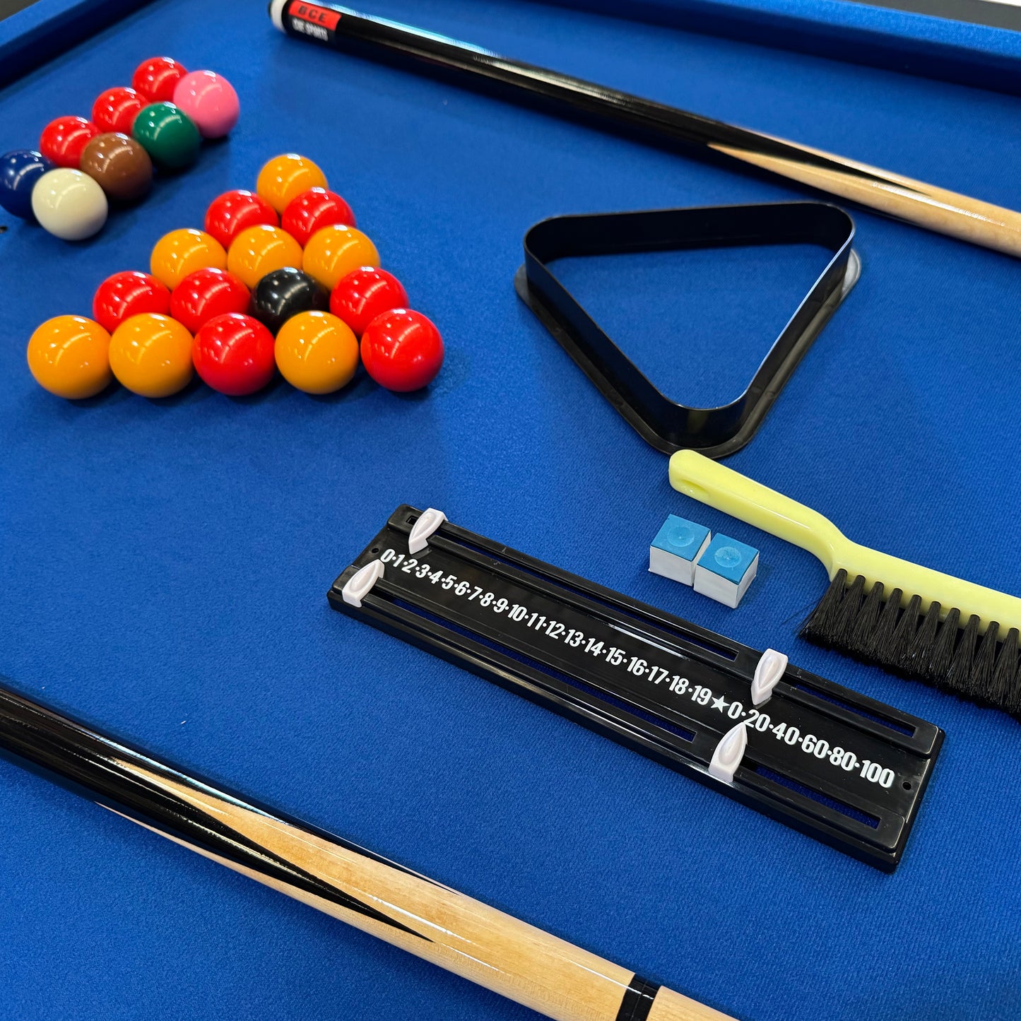 BCE 6ft Snooker/Pool Table - Black/Grey Effect with Blue Cloth - Fixed Leg
