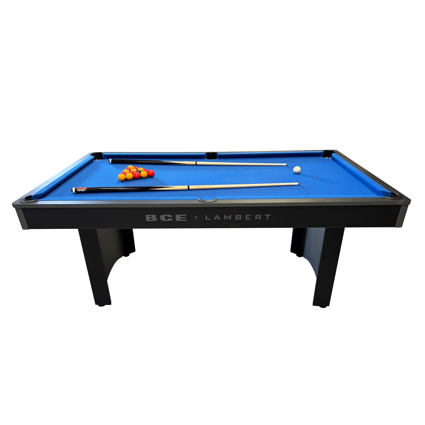 BCE 6ft Snooker/Pool Table - Black/Grey Effect with Blue Cloth - Fixed Leg