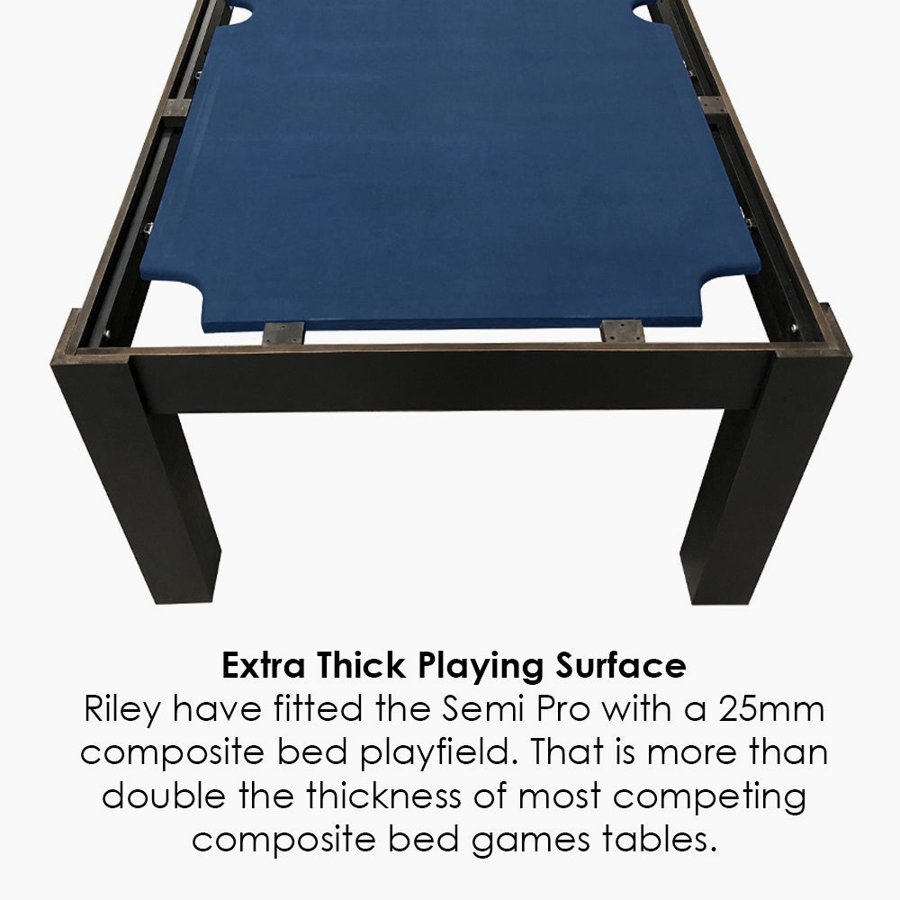 Riley 7ft Semi Pro American Pool Table - Black Ash with Blue Cloth - Metal Frame - Free Table Tennis/Dining Top