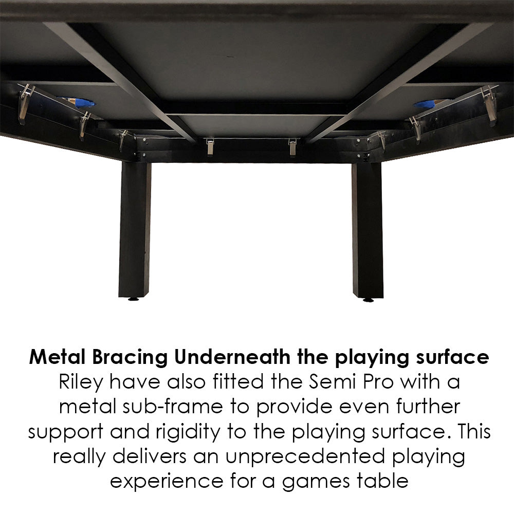 Riley 7ft Semi Pro American Pool Table - Black Ash with Blue Cloth - Metal Frame - Free Table Tennis/Dining Top
