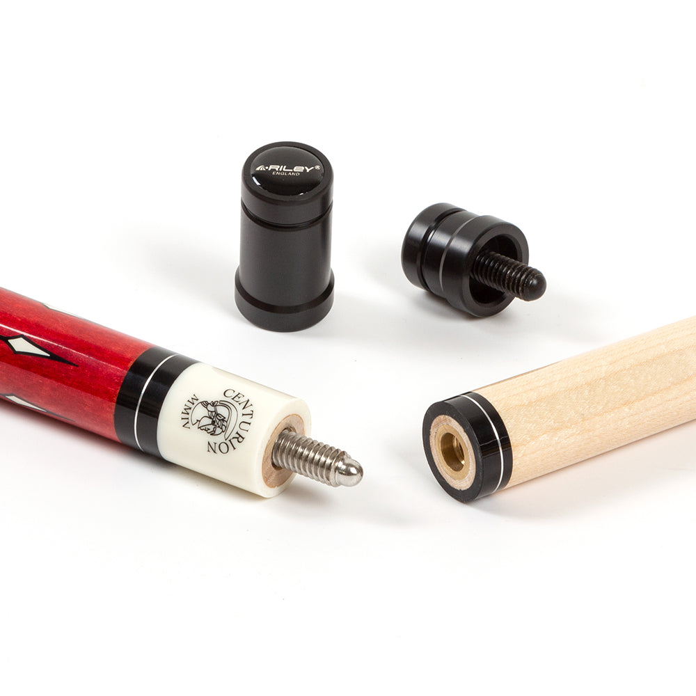 Riley Centurion American Pool Cue - Red - 13mm Tip and Leatherette Grip Section - 147cm