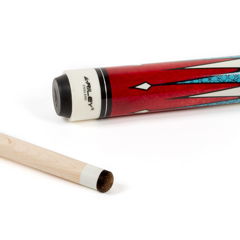 Riley Centurion American Pool Cue - Red - 13mm Tip and Leatherette Grip Section - 147cm