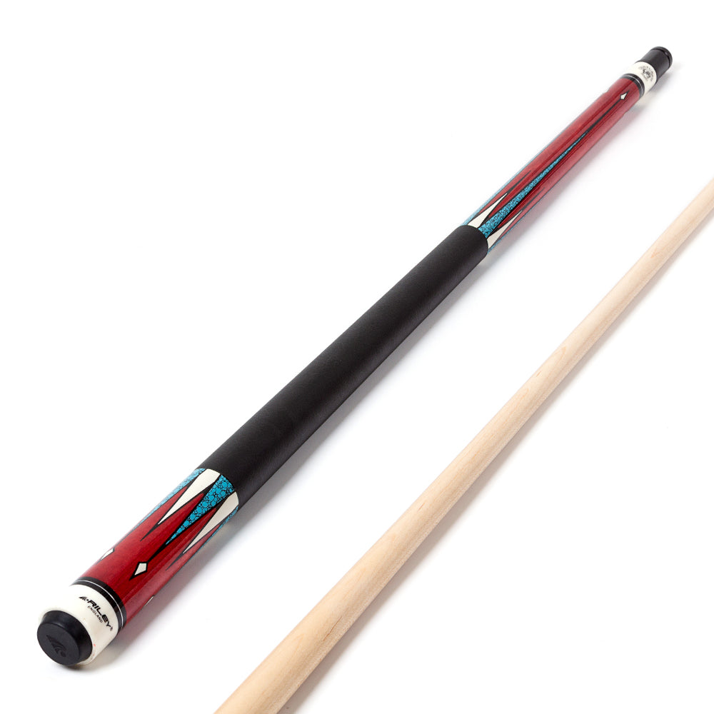 Riley Centurion American Pool Cue - Red - 13mm Tip and Leatherette Grip Section - 147cm