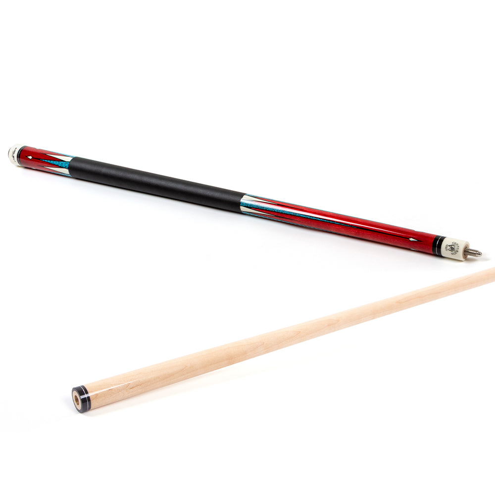 Riley Centurion American Pool Cue - Red - 13mm Tip and Leatherette Grip Section - 147cm