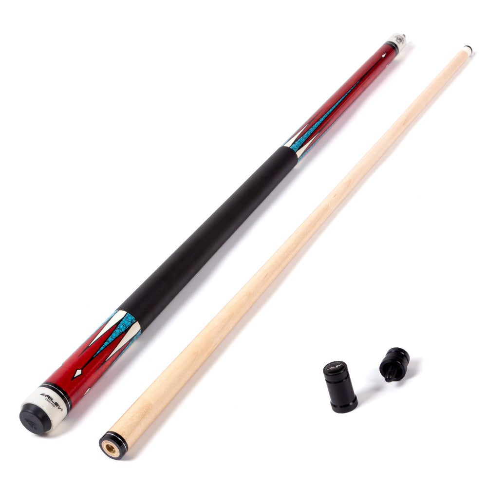 Riley Centurion American Pool Cue - Red - 13mm Tip and Leatherette Grip Section - 147cm