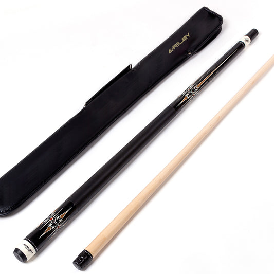 Riley Centurion American Pool Cue - Black - 13mm Tip and Leatherette Grip Section - 147cm