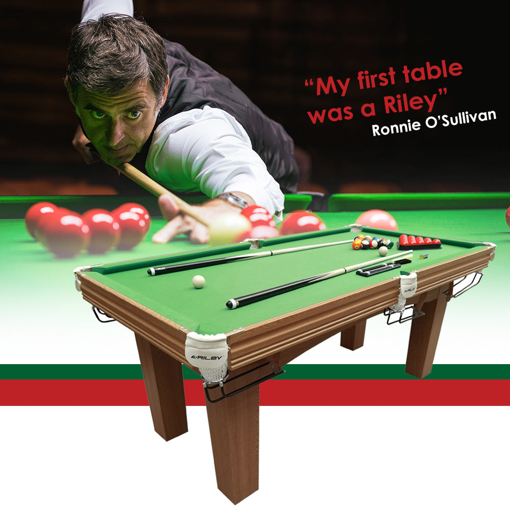 Riley 6ft Traditional Snooker and Pool Table - Oak Finish - Green Cloth - Fixed Leg - Free Table Top