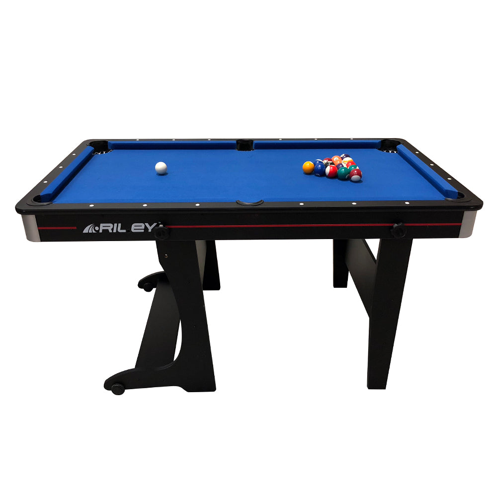Riley 5ft 2 in 1 Folding Pool Table with Table Tennis Table - Black with Blue Cloth - Folds Vertically