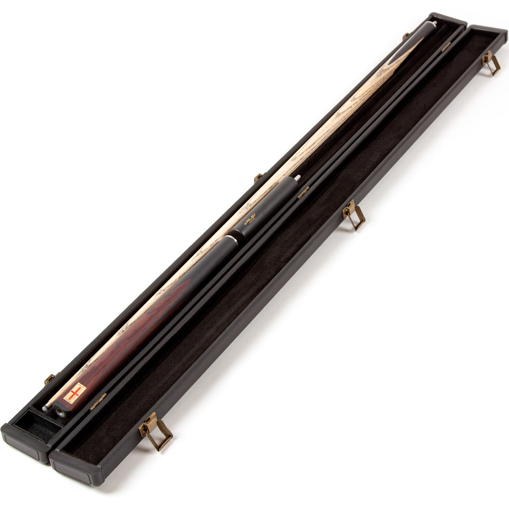 Riley England 3 Piece Snooker Cue and Hard Case 3/4 Cut- Layered Ebonised Black Wood Butt with 9.5mm Tip - 145cm - Black/ Dark Brown