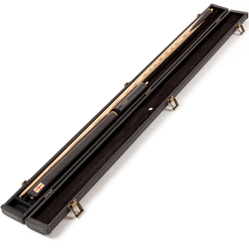 Riley England 3 Piece Snooker Cue - 3/4 Cut Cue - Layered Ebonised Black Wood Butt - 9.5mm Tip - 145cm - Black