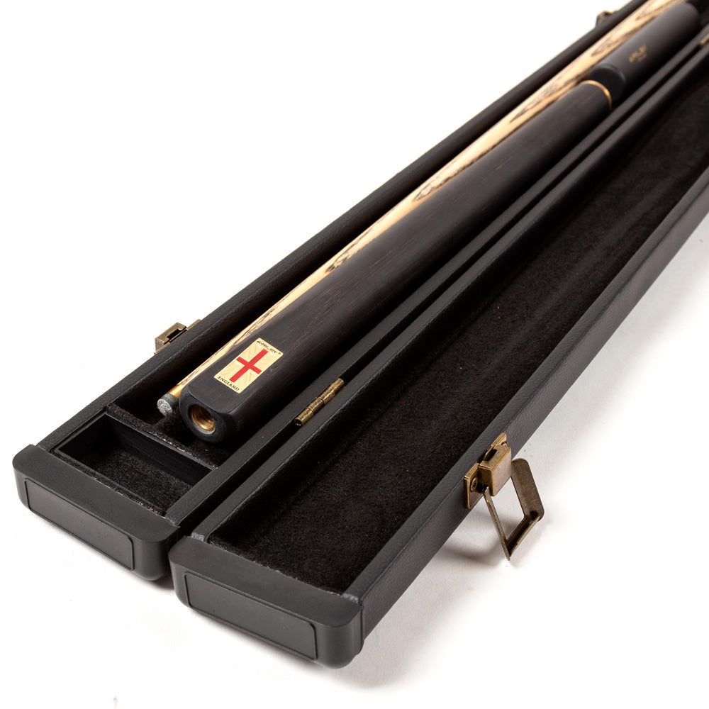 Riley England 3 Piece Snooker Cue - 3/4 Cut Cue - Layered Ebonised Black Wood Butt - 9.5mm Tip - 145cm - Black