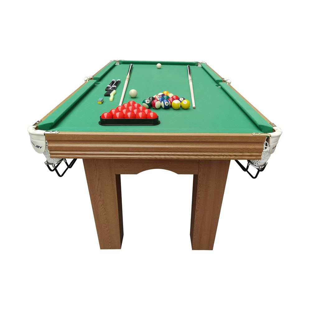 Riley 6ft Traditional Snooker and Pool Table - Oak Finish - Green Cloth - Fixed Leg - Free Table Top