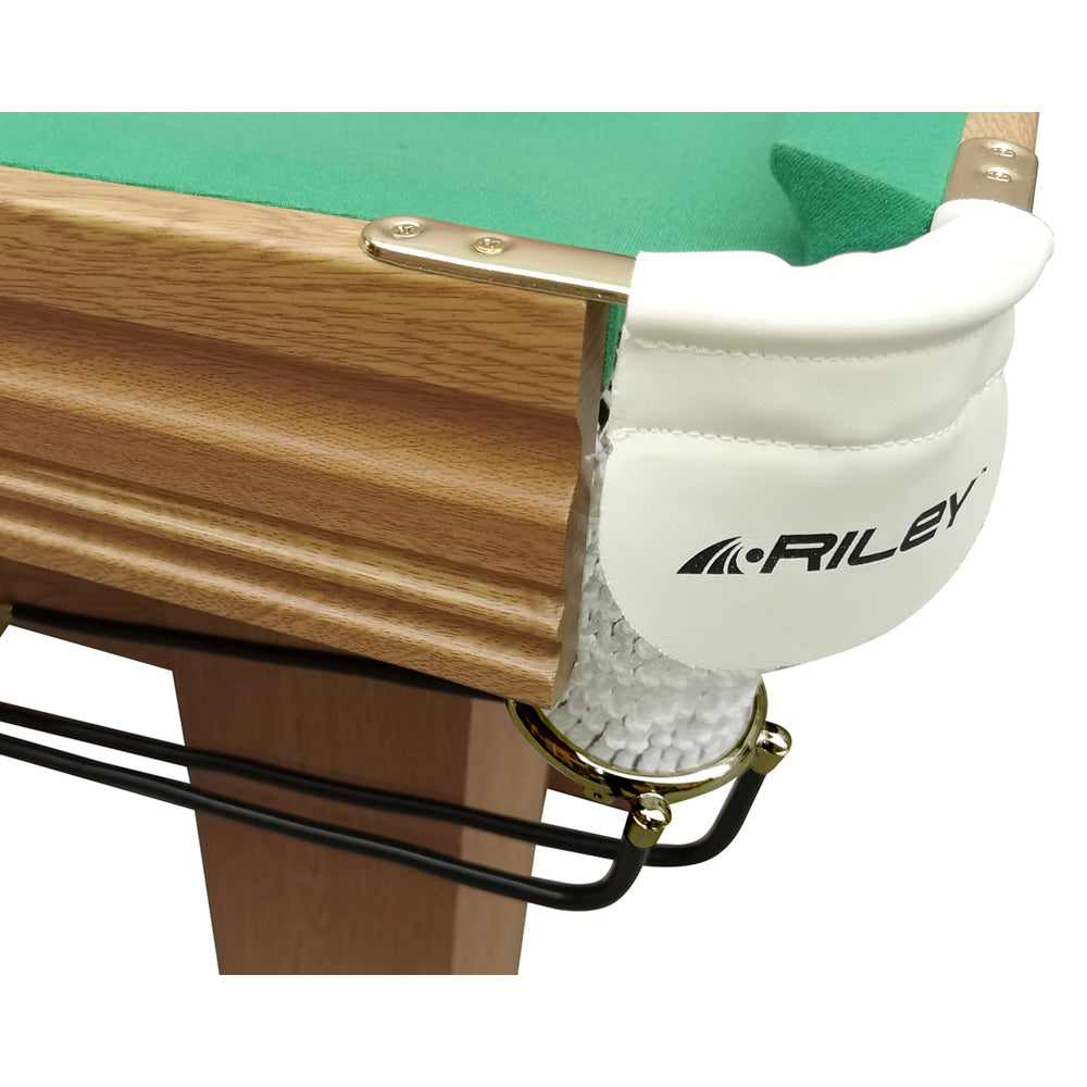 Riley 6ft Traditional Snooker and Pool Table - Oak Finish - Green Cloth - Fixed Leg - Free Table Top