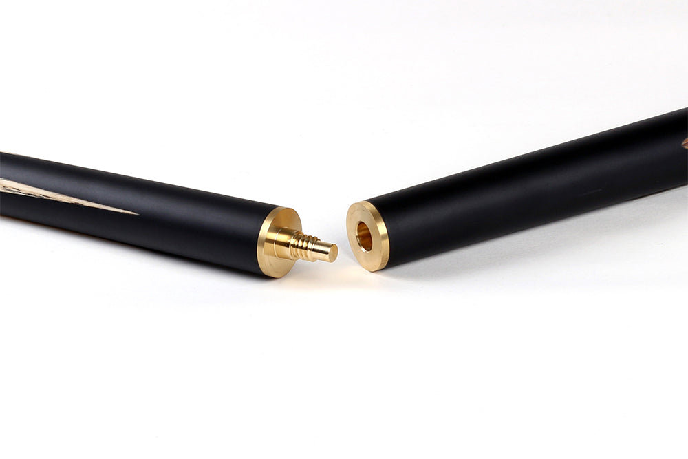 Riley England 3 Piece Snooker Cue and Hard Case 3/4 Cut- Layered Ebonised Blackwood Butt with 9.5mm Tip - 145cm - Black/ Dark Wood