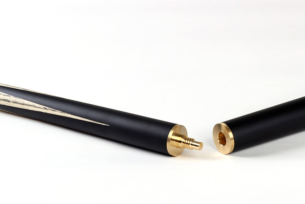 Riley England 3 Piece Snooker Cue and Hard Case 3/4 Cut- Layered Ebonised Black Wood Butt with 9.5mm Tip - 145cm - Black/Brown Wood
