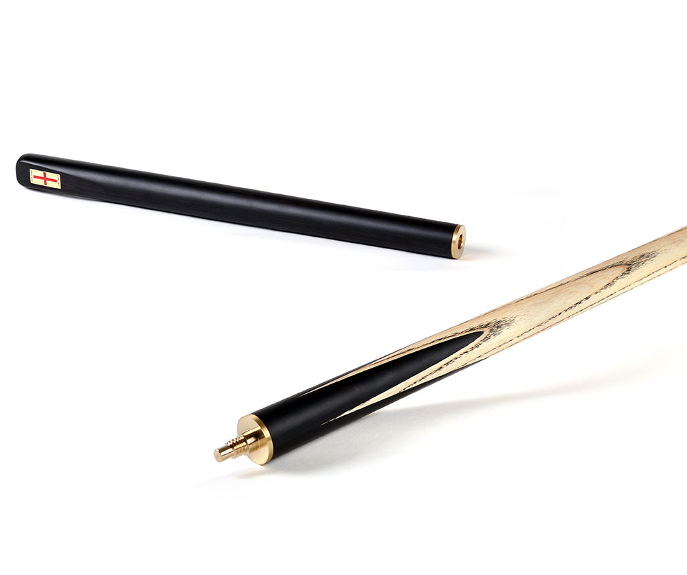 Riley England 3 Piece Snooker Cue 3/4 Cut- Layered Ebonised Black Wood Butt with 9.5mm Tip - 145cm - Black