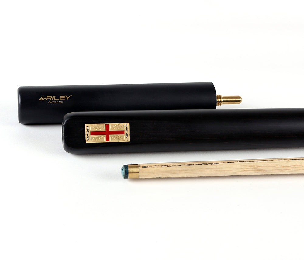 Riley England 3 Piece Snooker Cue 3/4 Cut- Layered Ebonised Black Wood Butt with 9.5mm Tip - 145cm - Black