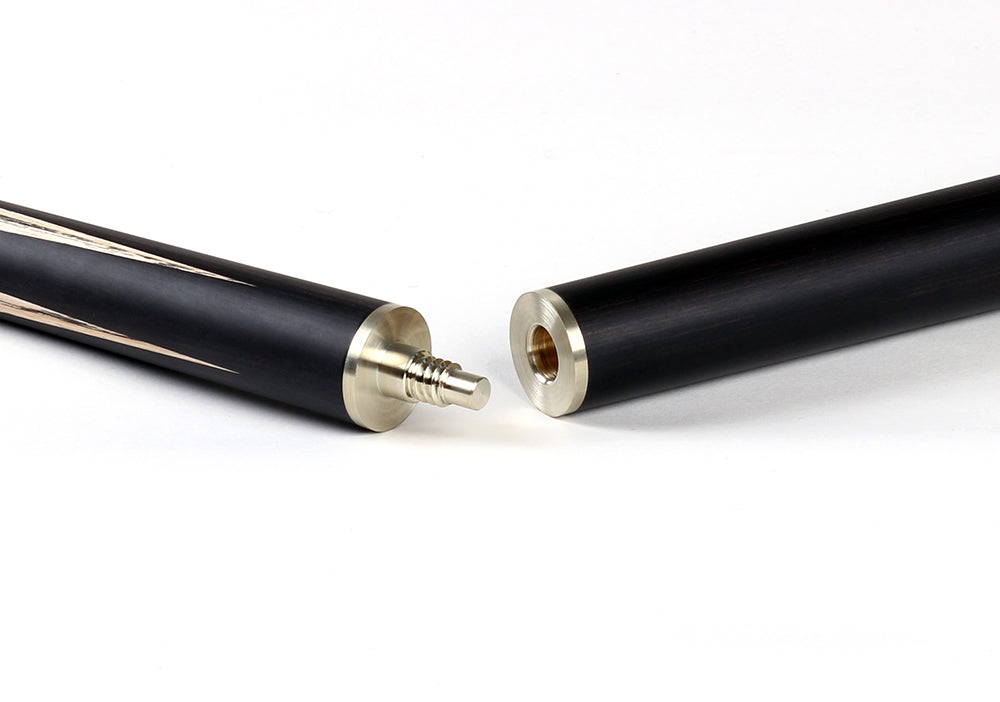 Riley England 3 Piece Snooker Cue and Hard Case 3/4 Cut- Layered Ebonised Black Wood Butt with 9.5mm Tip - 145cm - Black/ Dark Brown